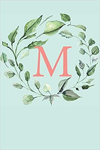 indir M: A Soft Mint Green Floral Wreath Monogram Sketchbook | 110 Sketchbook Pages (6 x 9) | Floral Watercolor Monogram Sketch Notebook | Personalized Initial Letter Journal | Monogramed Sketchbook