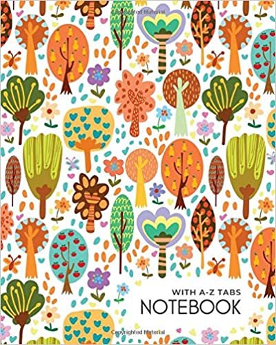 indir Notebook with A-Z Tabs: 8x10 Lined-Journal Organizer Large with Alphabetical Sections Printed | Cute Stylish Forest Design White