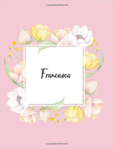 indir Francesca: 110 Ruled Pages 55 Sheets 8.5x11 Inches Water Color Pink Blossom Design for Note / Journal / Composition with Lettering Name,Francesca
