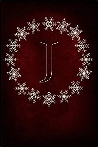 indir J: Monogram Initial Notebook Journal with Magical Snowflake Red Cover