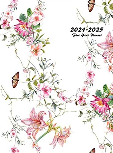 indir 2021-2025 Five Year Planner: 60-Month Schedule Organizer 8.5 x 11 with Floral Cover (Volume 3 Hardcover)