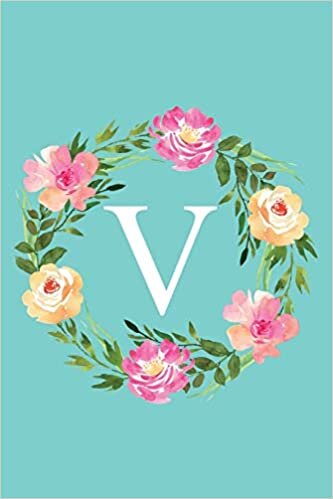 indir V: Monogram Initial Letter V Composition Notebook Journal for Girls and Women (Floral Notebook)