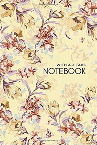 Notebook with A-Z Tabs: 4x6 Lined-Journal Organizer Mini with Alphabetical Section Printed | Elegant Floral Illustration Design Yellow indir
