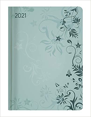 Ladytimer Turquoise Flowers 2021 - Taschenkalender A6 (11x15 cm) - Weekly - 192 Seiten - Notiz-Buch - Termin-Planer - Alpha Edition indir