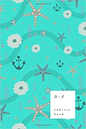 indir A-Z Address Book: 6x9 Medium Notebook for Contact and Birthday | Journal with Alphabet Index | Starfish Ocean Stripe Cover Design | Turquoise