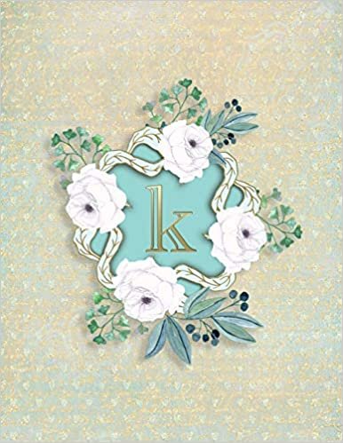 indir K: Initial Monogrammed Journal Notebook Floral For Women Girls Blank Wide Lined