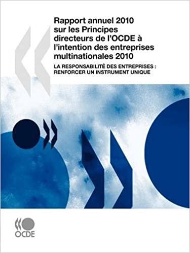 Publishing, O: Rapport Annuel 2010 Sur Les Principes Directe: LA RESPONSABILITE DES ENTREPRISES : RENFORCER UN INSTRUMENT UNIQUE (DÉVELOPPEMENT INTERNATIONAL) indir