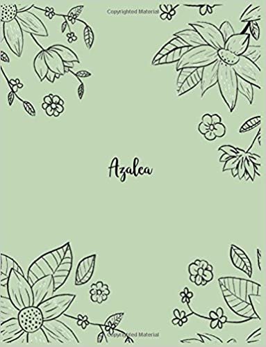Azalea: 110 Ruled Pages 55 Sheets 8.5x11 Inches Pencil draw flower Green Design for Notebook / Journal / Composition with Lettering Name, Azalea indir