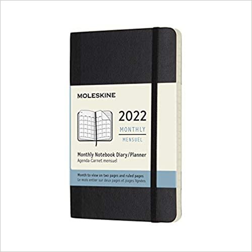 ダウンロード  Moleskine 12 Monate Monats Notizkalender 2022, Pocket/A6, 1 Mo = 2 Seiten, linierte Seiten, Weicher Einband, Schwarz 本
