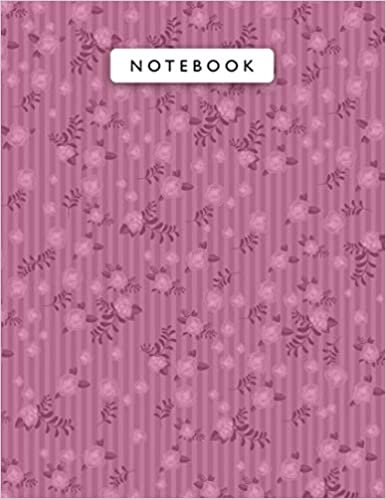 Notebook Magenta (Pantone) Color Small Vintage Rose Flowers Mini Lines Patterns Cover Lined Journal: Monthly, Work List, 110 Pages, College, Wedding, ... 21.59 x 27.94 cm, Planning, A4, 8.5 x 11 inch