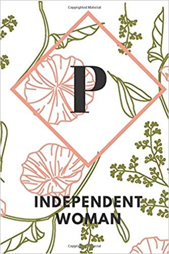 indir P (INDEPENDENT WOMAN): Monogram Initial &quot;P&quot; Notebook for Women and Girls, green and creamy color.