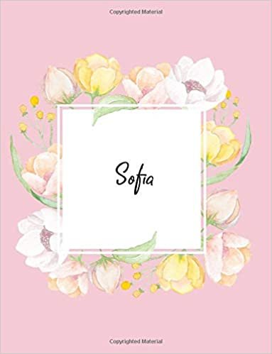 indir Sofia: 110 Ruled Pages 55 Sheets 8.5x11 Inches Water Color Pink Blossom Design for Note / Journal / Composition with Lettering Name,Sofia
