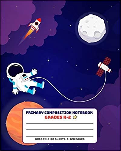 indir Primary Composition Notebook Grades K-2: Picture drawing and Dash Mid Line hand writing paper Story Paper Journal - Astronaut Rocket Design (Primary Composition Space Adventure)