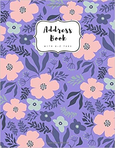 indir Address Book with A-Z Tabs: A4 Contact Journal Jumbo | Alphabetical Index | Large Print | Cute Illustration Flower Design Blue-Violet