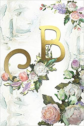 B: Roses Journal, personalized monogram initial B blank lined notebook | Decorated interior pages with Roses indir