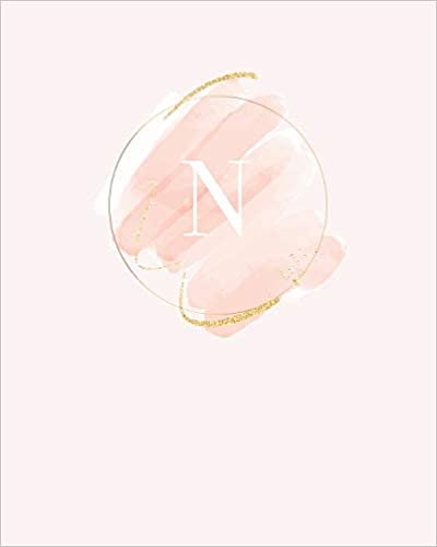N: 110 Dot-Grid Pages | Light Pink Monogram Journal and Notebook with a Simple Modern Watercolor Emblem | Personalized Initial Letter Journal | Monogramed Composition Notebook indir