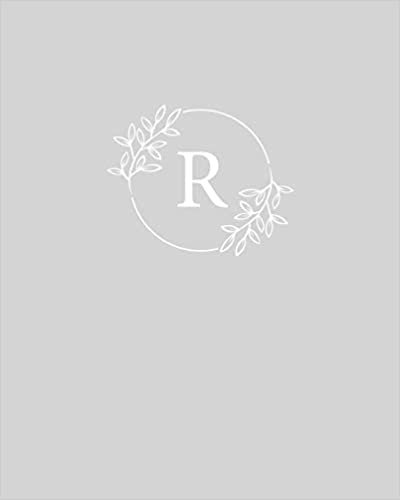 indir R: 110 Dot-Grid Pages | Light Classic Grey Monogram Journal and Notebook with a Simple Floral Design | Personalized Initial Letter Journal | Monogramed Composition Notebook