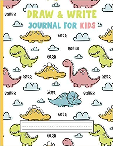 Draw and Write Journal For Kids (Dinosaur): Grades K-2: Primary Composition Half Page Lined Paper with Drawing Space, Learn To Write and Draw Journal (Jurassic Era V.4)