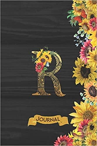 R Journal: Spring Sunflowers Journal Monogram Initial R Lined and Dot Grid Notebook | Decorated Interior indir