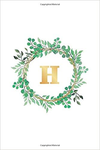 indir H: Initial Monogram Letter 120 pages College Ruled Notebook Journal &amp; Diary for Writing &amp; Note Taking for Girls and Women - Watercolor Green Floral With Gold Letter