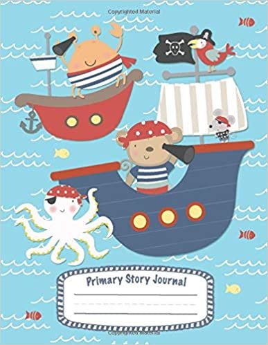 indir Primary Story Journal Grades K-2: Lined Paper with Dashed Midline + Creative Picture Space | Draw &amp; Write Composition Notebook | Preschool to Kindergarten | Cute Pirates at Sea