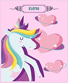 indir Elena: Primary composition notebook grades k-2: Primary Composition Notebook with picture space | top half blank | Handwriting Practice Paper | ... for girls | 7.5x9.25 in 100 Pages | Unicorn