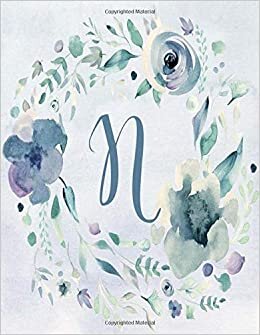 Notebook 8.5”x11”, Letter N - Blue Purple Floral Design: College-ruled lined format exercise book with flowers and alphabet letters, initials ... Floral Design Notebook 8.5”x11”, Band 14) indir