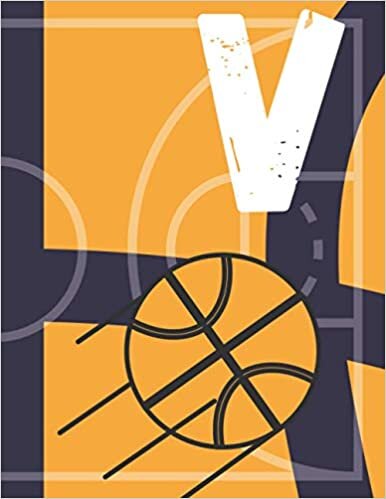V: Monogram Initial Letter Name Basketball Journal/Notebook Basketball script, personalized basketball gift, basketball player's notebook, basketball...gift, 120 page 8.5" x 11" lined notebook indir