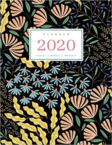 Planner 2020 Hourly Weekly Monthly: 8.5 x 11 Large Notebook Organizer with Hourly Time Slots | Jan to Dec 2020 | Spring Flower Art Design Black indir