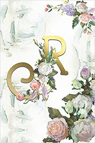 R: Roses Journal, personalized monogram initial R blank lined notebook | Decorated interior pages with Roses indir