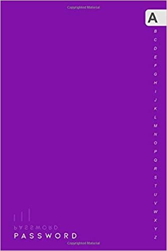 Password: 6x9 | Large Print Login Notebook Organizer with A-Z Alphabetical Tabs Printed | Classic Essential Backward Design Purple indir
