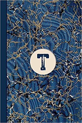 indir Monogram T Marble Notebook (Blue Ginger Edition): Blank Lined Marble Journal for Names Starting with Initial Letter T