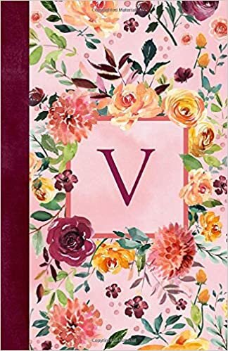 indir V: Floral Garden Monogram Journal/Notebook, 120 Pages, Lined, 5.5 x 8.5, Soft Cover Matte Finish