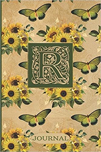 R Journal: Sunflowers and Butterflies Journal Monogram Initial R | Blank Lined and Decorated Interior indir