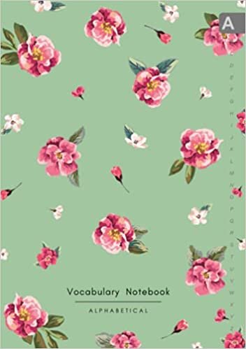 indir Vocabulary Notebook Alphabetical: B5 Notebook 3 Columns Medium with A-Z Alphabet Index | Painted Retro Flower Design Green