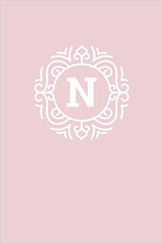 N: 110 Sketch Pages (6 x 9) | Monogram Sketch Notebook with a Light Pink Background and Simple Vintage Elegant Design | Personalized Initial Letter Journal | Monogramed Sketchbook indir