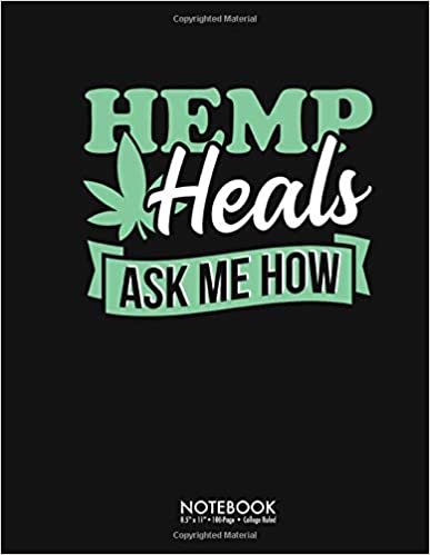 Hemp Heals Ask Me How Journal Notebook: Funny CBD Oil Dealer Hemp Gift 100 Page College Ruled Diary Lined Journal Notebook Lined Notes Blank Paper Write Composition Back To School Gift Large (8.5 x 11 inch)