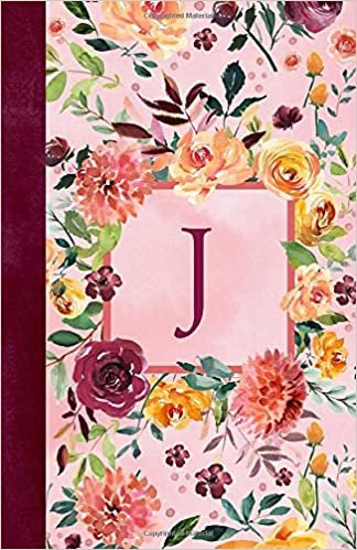 indir J: Floral Garden Monogram Journal/Notebook, 120 Pages, Lined, 5.5 x 8.5, Soft Cover Matte Finish