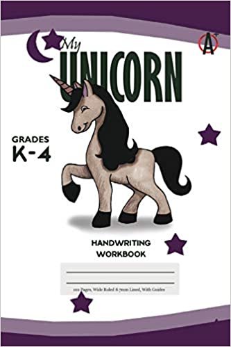 My Unicorn Primary Handwriting k-4 Workbook, 51 Sheets, 6 x 9 Inch Purple Cover indir