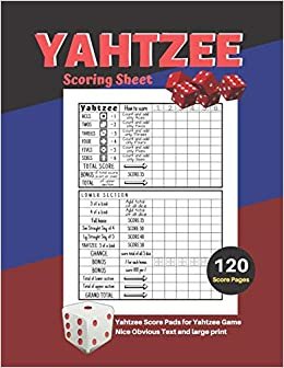 Yahtzee Scoring Sheet: V.21 Yahtzee Score Pads for Yahtzee Game Nice Obvious Text and Large Print Yahtzee Score Card 8.5*11 inch