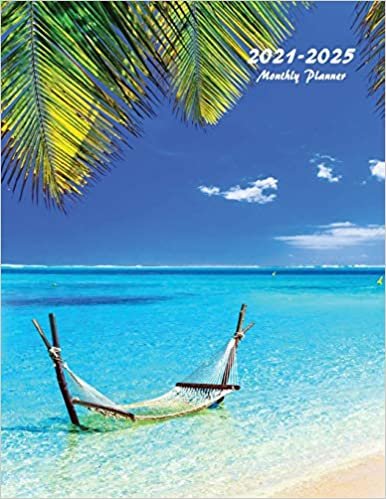 indir 2021-2025 Monthly Planner: Large Five Year Planner (Tropical Beach)