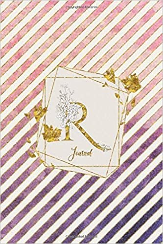 indir R Journal: Gold Letter Personalized Initial Monogram 100 Page 6 x 9&quot; Lined Notebook Pretty Floral Diary Book