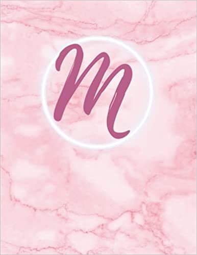 M: Monogram single initial M Notebook: Pink, for girls and women, school, work, notes 8.5X11 with 120 lined pages, college rule indir