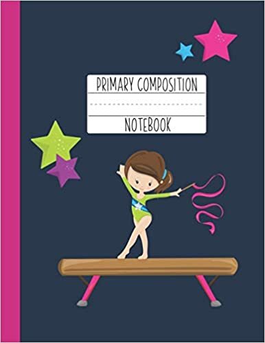 indir Primary Composition Notebook: A Purple Gymnastics Primary Composition Notebook For Girls Grades K-2 Featuring Handwriting Lines | Brunette Girl Gifts