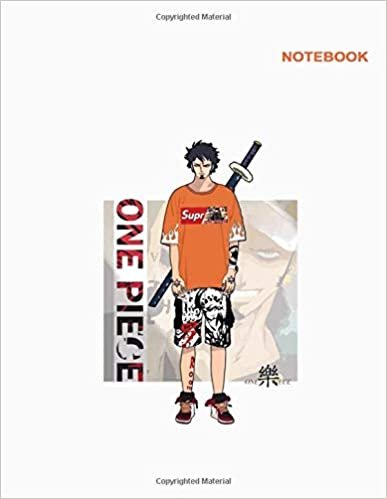 indir Notebook One Piece for s: Lined Writing Notebook, 8.5 inch x 11 inch, 110 College Ruled Paper, One Piece Zoro Trafalgar Law Notebook Cover.