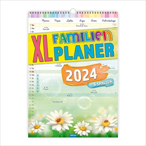 ダウンロード  Troetsch Grossbildkalender XL Familienplaner 2024 - mit 6 Spalten: Wandkalender 本
