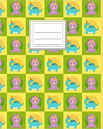 Primary Composition Notebook K-2: Draw and Write Journal 8x10. Cute Design. Fun Learning for Boys and Girls. Cute Baby Dinosaurs. indir
