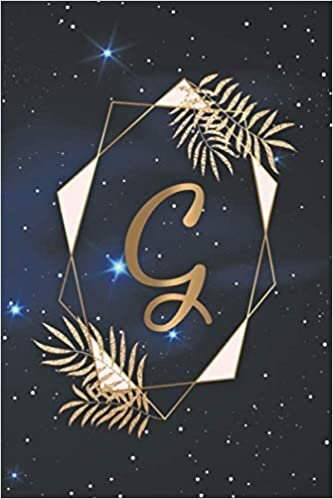 G: Pretty Deep Space Wide Ruled Notebook with Monogram Initial Letter G for Women, Girls & School - Personalized Blank Wide Lined Journal & Diary - Tropical Golden Cosmic Galaxy indir