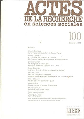 Actes de la recherche en sciences sociales, n°100, Varia indir