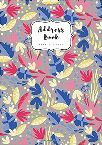 indir Address Book with A-Z Tabs: A4 Contact Journal Jumbo | Alphabetical Index | Large Print | Bright Floral Art Design Gray